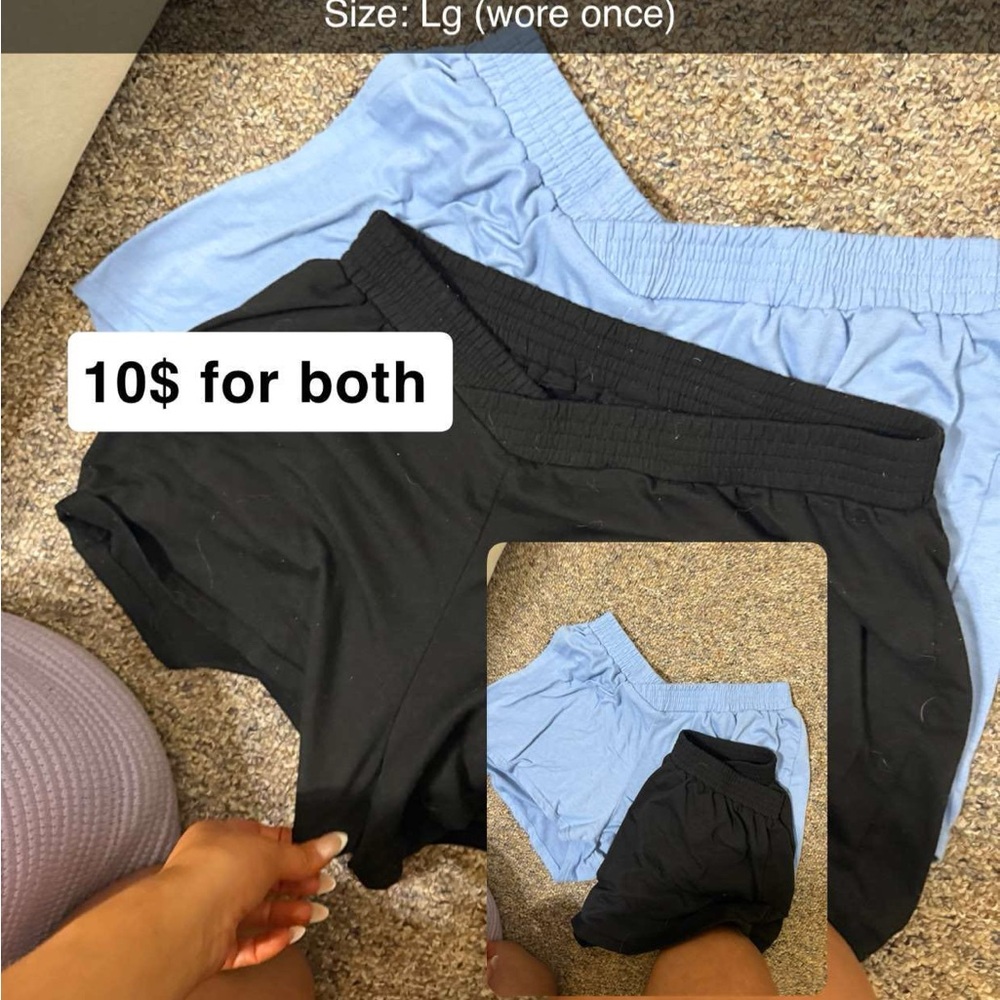 SHEIN Black and Light Blue Athletic Shorts